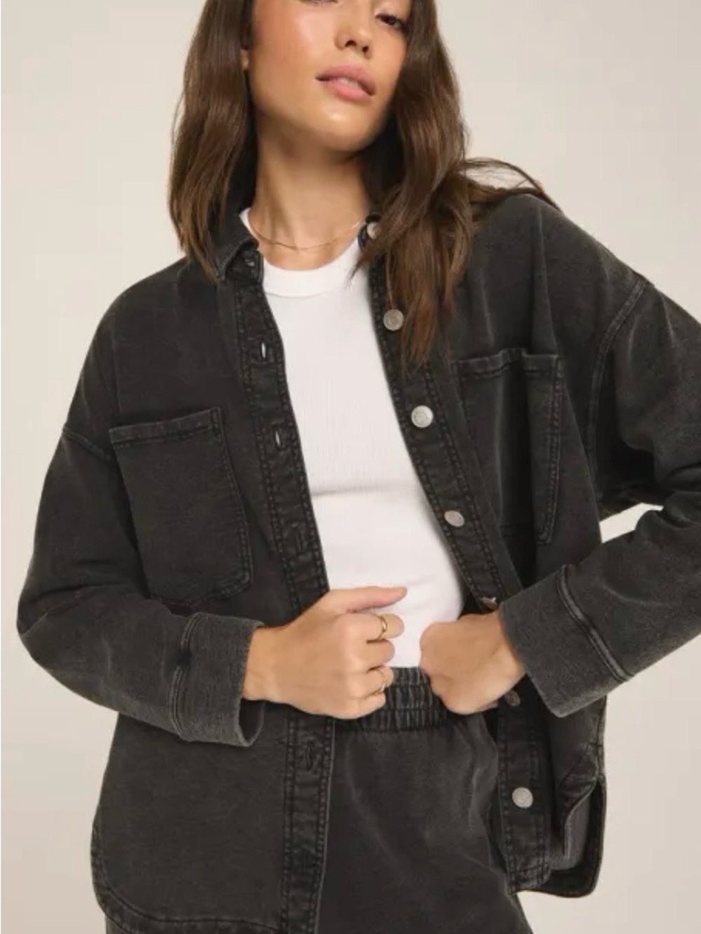 Z Supply Washed Black Oversized Jean Jacket